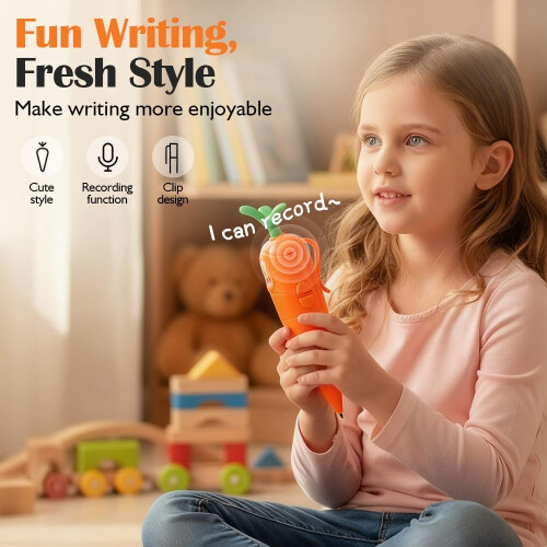 Carrot Recorder Pen, 2025 Upgrade Ballpoint Pen Writing Tool with Playback Function, Feature for Learning Educational Pen 1