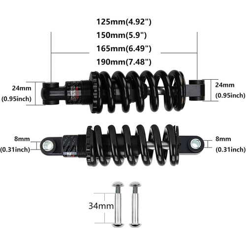 Αμορτισέρ πίσω MTB 125/150/165/190mm, ανάρτηση XC με ελατήρια πολλαπλών ταχυτήτων – Συμβατό 2