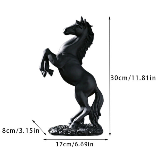 Statue de cheval debout, sculpture décorative noire, 30 cm 1
