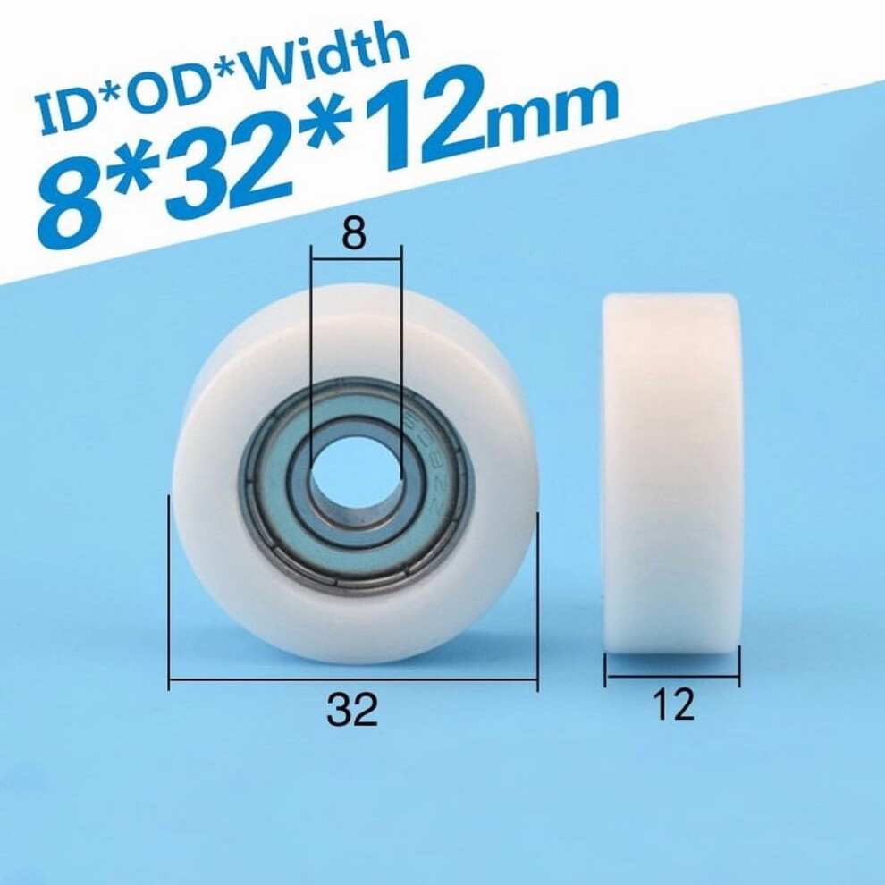 1Pc 8*32*12Mm Embedded 608Zz Bearing, Wrapped Rubber, Pom/ Nylon Bearing Pulley, Flat Roller Pulley Wheel 9181073294952