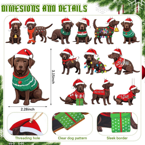 Wooden Chocolate Lab Christmas Ornament 1 piece 2