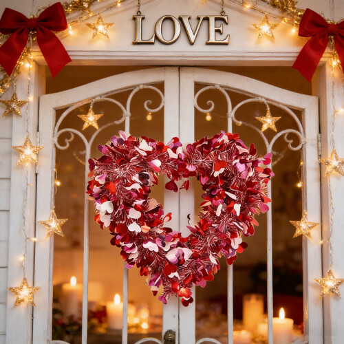 Heart-Shaped Valentine's Wreath 40 x 37 cm 2