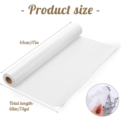Calqueerpapierrol 17 inch x 75 yard, wit, doorschijnend 1