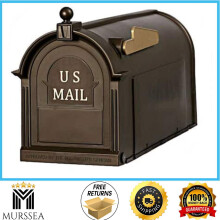 Boîte aux lettres en bronze sur poteau, grand format, protège le courrier de l'humidité, robuste, idéale pour les zones rurales.