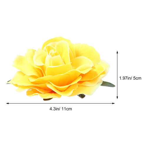 Κλιπ μαλλιών Minkissy Yellow Rose Flower με καρφίτσα, αξεσουάρ λουλουδιών για γάμους, χορούς 1