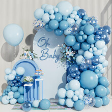 Kit d'arche de ballons NestE bleu bébé – Ballons confettis bleu pastel métallisé macaron, différentes tailles pour baby shower, anniversaire,
