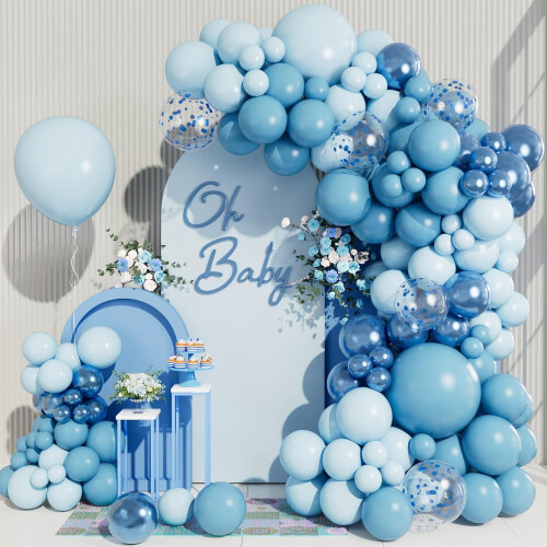 Κιτ γιρλάντας με αψίδα από μπαλόνια NestE Baby Blue – Μεταλλικά μπαλόνια κομφετί σε