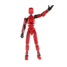 Robottihahmo, 3D-tulostettu nukke, nivelletty liikuteltava hahmo, tuulettimien koristelelut, toimintahahmot työpöydän koristeluun, 5,9", punainen,