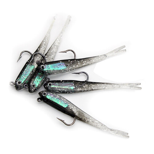 5-teiliges Set Angelköder Jigs mit Bleigewicht, 2,35 g/6,5 g, Weichköder