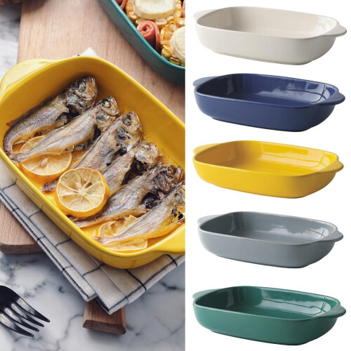 1 Pcs Ceramic Baking Dish Rectangular Bakeware Baking Pan with Double Handles, Baking Pans for Cooking and Cake Dinner 1