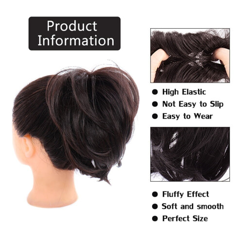 Συνθετικό Scrunchie Chignon με Λάστιχα και Λάστιχα σε Ίσια Αλογοουρά με Ντόνατ 2