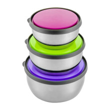 3-Piece Stainless Steel Mixing Bowls with Lids, Reusable Food Storage Containers for Fridge, Compatible with Kitchen Use