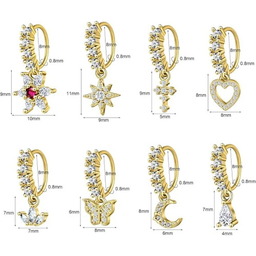 Σετ κοσμημάτων piercing από χρυσό χειρουργικό ατσάλι 316L 18 τεμάχια 2