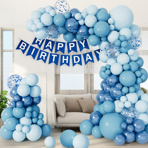 Κιτ γιρλάντας με αψίδα από μπαλόνια NestE Baby Blue – Μεταλλικά μπαλόνια κομφετί σε 1