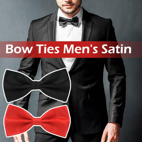 Men's Solid Bow Tie, Double-Layer Polyester, Adjustable, Compatible with Formal Events, Weddings & Parties 2