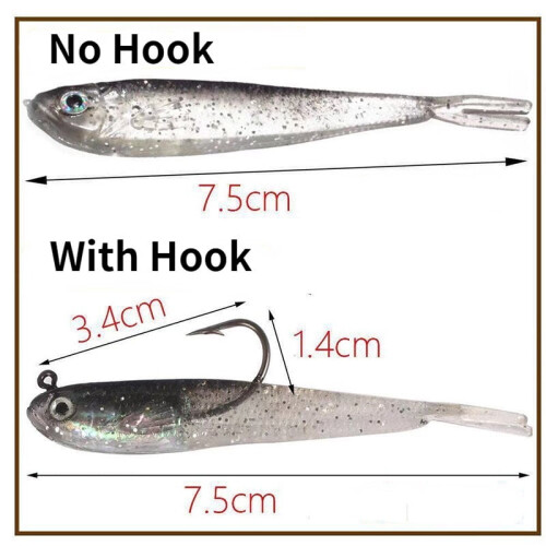 5-teiliges Set Angelköder Jigs mit Bleigewicht, 2,35 g/6,5 g, Weichköder 2