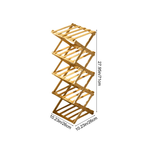Foldable Wooden Shoe Rack 5-Tier Entryway Storage 2
