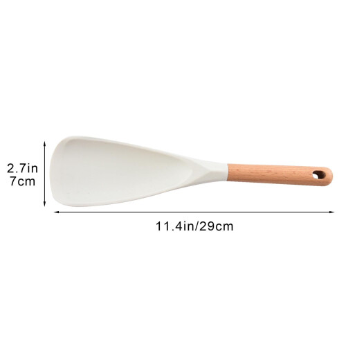 Silicone Cooking Spoon Heat-Resistant with Wooden Handle 1