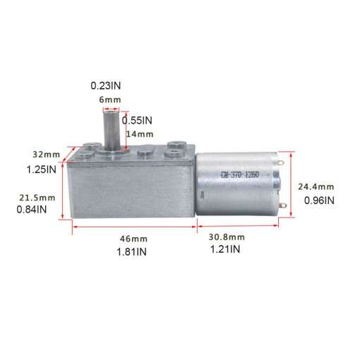 Κινητήρας γραναζιών JGY370Worm2–375RPM6V/12V/24V 1
