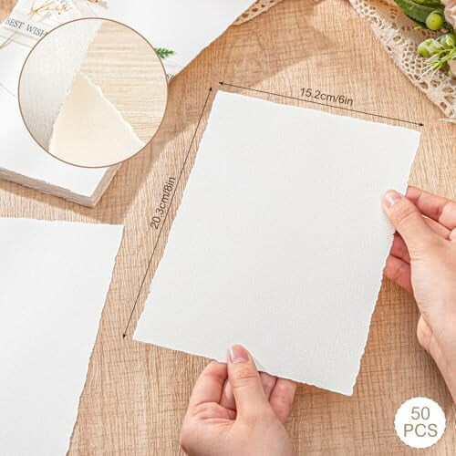 50 φύλλα χαρτιού ακουαρέλας 5x7 ίντσες, 160 γρ./μ² με διακοσμητικές άκρες 1