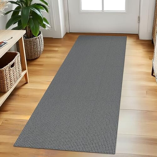 Covor de bumbac, gri închis, 2x5ft, antiderapant