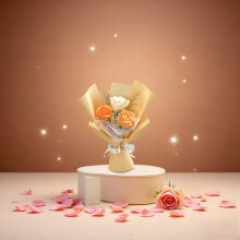Artificial Rose Bouquet Orange Preserved Small