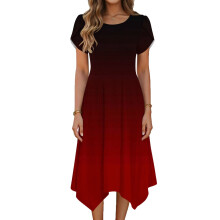 Dammode Avslappnad Klänning med Gradient Färg 3/4 Ärm V-ringning Lös och Böljande Klänning Mjuk Stretchig Bekväm för Vår Sommar Vardagsoutfit