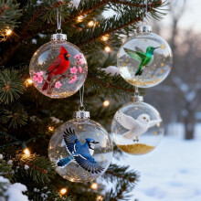 CYBIBO Lifelike Animal Christmas Glass Ornaments Set – Cute Crystal Ball Decor for Tree, Animal Lovers & Holiday Gifts, Compatible with Xmas Trees