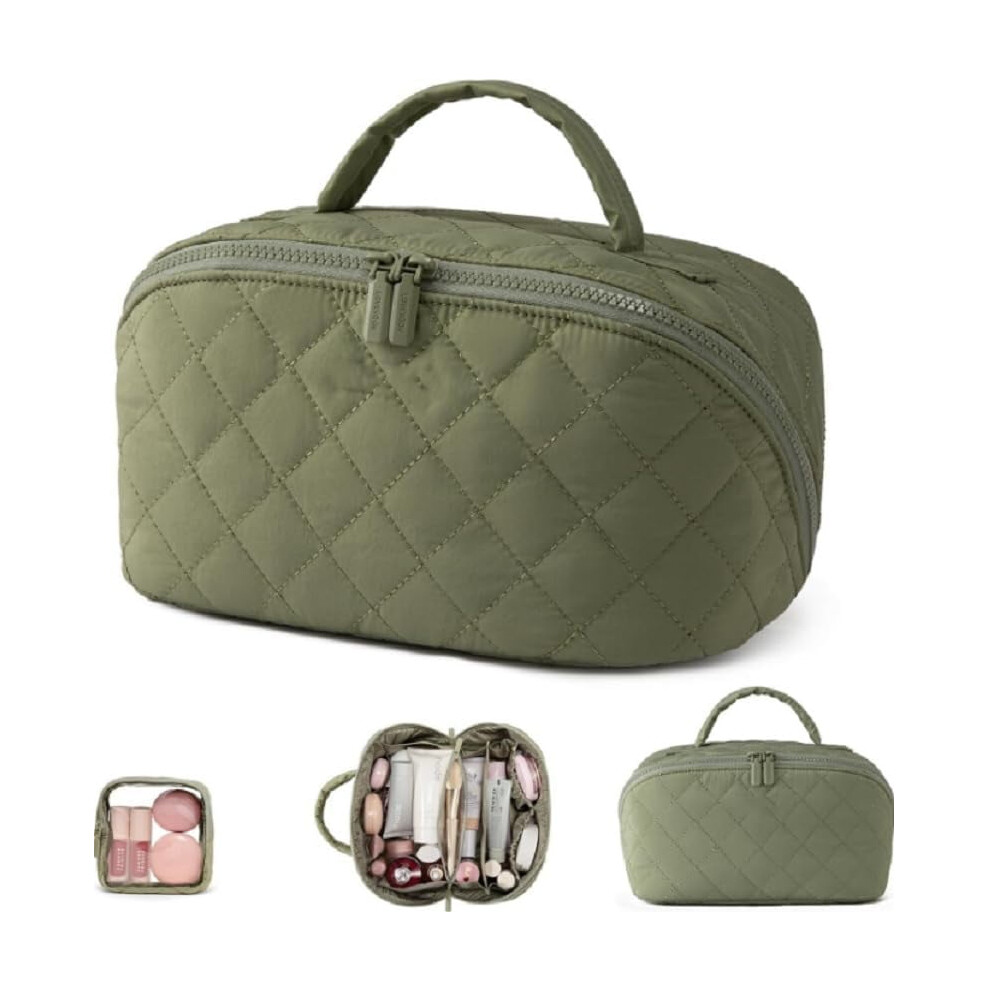 Quilted Floral Travel Makeup Bag, Polyester, 1 Pack