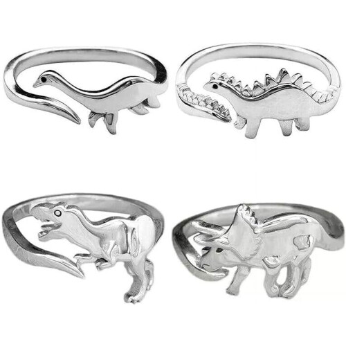 Dinosauriringar Justerbara Legering Silver4st