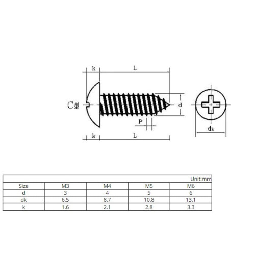 M4M5M6 316 Phillips-trusshoved i rustfrit stål 1