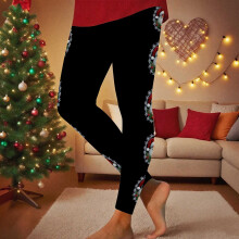Női Mikulásmintás Magas Derekú Karácsonyi Leggings