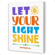 Christian Kids Wall Art Poster – Bible Scripture, Nursery & Sunday School Decor, "Let Your Light Shine" Canvas – Compatible with Kids' Rooms