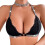 Sutiã triangular feminino em renda floral com fecho frontal. 1