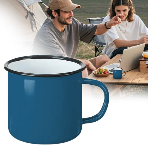 Emalj campingmugg vit metall 355 ml 1