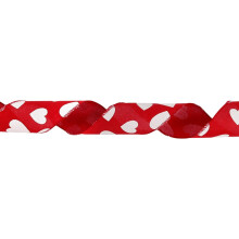 Cinta con alambre en forma de corazón para San Valentín – Blanca sobre rojo, 25 mm x 10 m