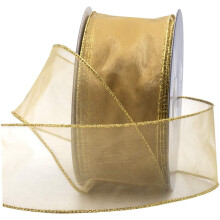 Organzaband mit Draht, 2,5 Zoll, Gold, 50 Yards