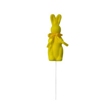 Statuetta di coniglietto pasquale color pastello floccato, 28 cm, giallo