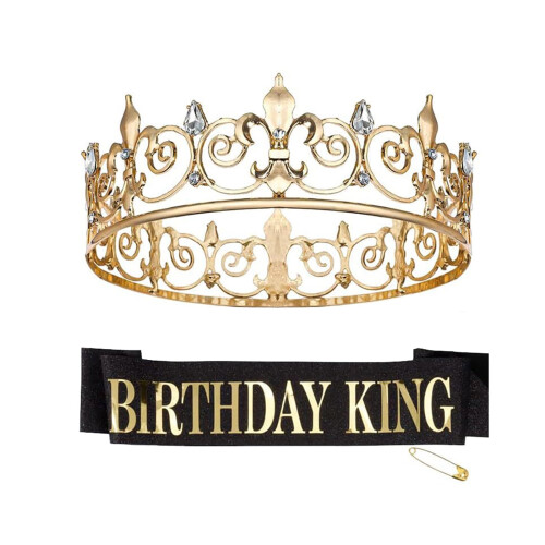 Royal Party Crown with Sash Set Rhinestone Evening Prop