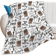 Couverture chrétienne ultra douce avec verset biblique – Couverture de prière en flanelle, décoration intérieure confortable et cadeau –