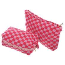 OULII sminkevesker rosa rutete 2 stk