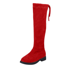 Girls Suede Ankle Boots for Toddlers – Red, Size 9-9.5Y, Comfortable & Durable Casual Footwear