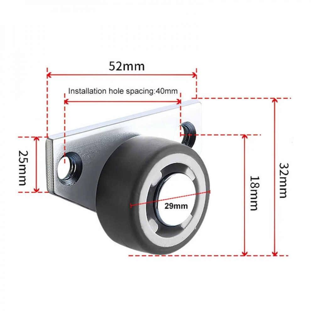 4Pcs Side-Mounted Casters, Silent Rubber Wheels, Drawer Caster, For Furniture, Kitchen Cabinet, Table, Loading Capacity 20Kg 9027700970656