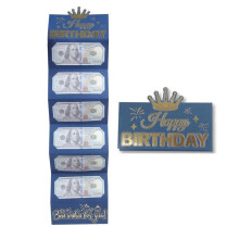 Geburtstagsgeldumschlag Schwarz Gold 6-Fächer-Geldbörse