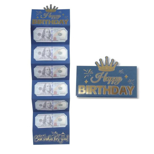 Enveloppe à billets d'anniversaire noire et dorée à 6 compartiments