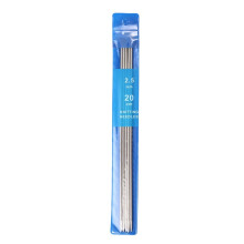 5-teiliges 2,5 mm Edelstahl-Doppelspitzstrickset