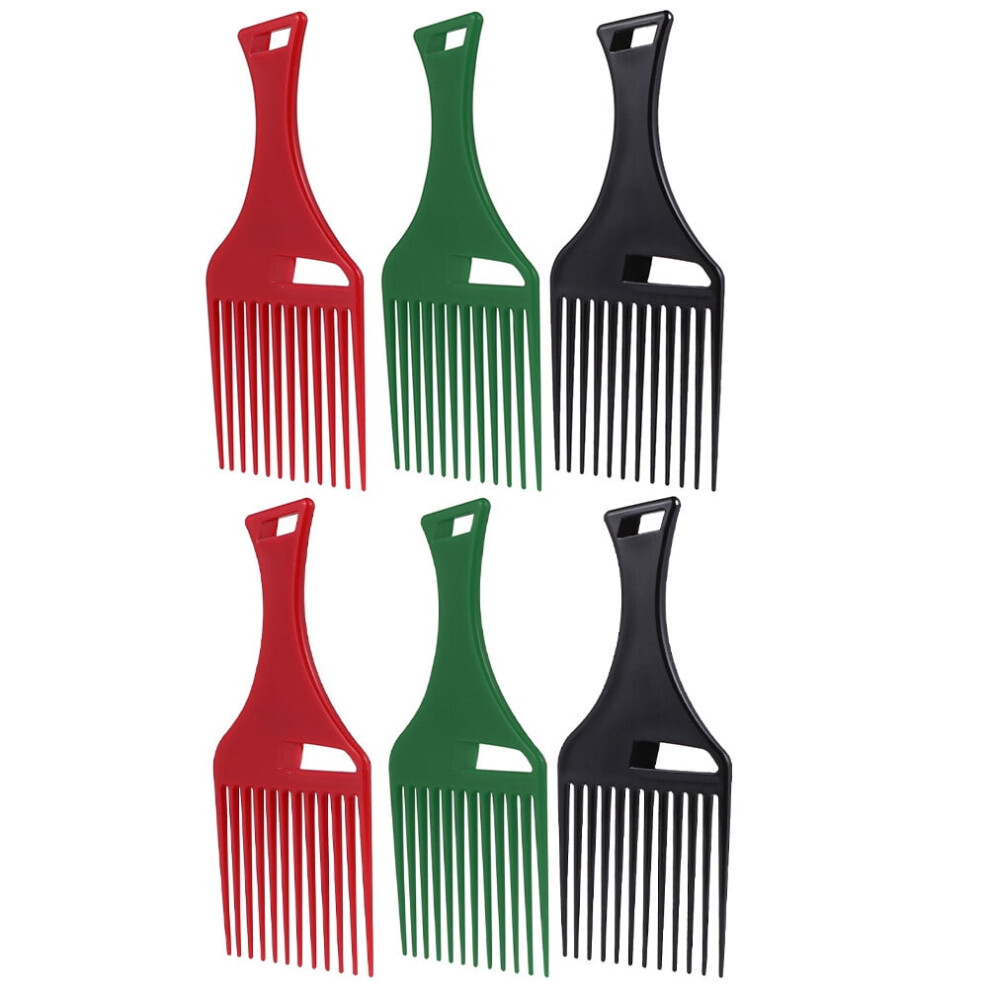 6-Piece Assorted Color Hair Pick Comb Set for Styling and Frizz Control with Plastic Material