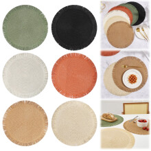 Ronde katoenen boho placemats (2 stuks) bruin