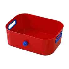 Red Red Color Storage Bin Plastic Desk Organizer Stackable Basket With Handles For Office Home Decor Storage Size 8.07X11.02X3.74 Inch
