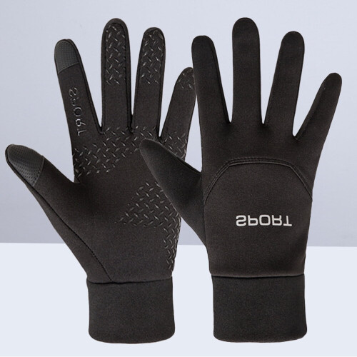Schwarze Sporthandschuhe mit Touchscreen, 1 Paar